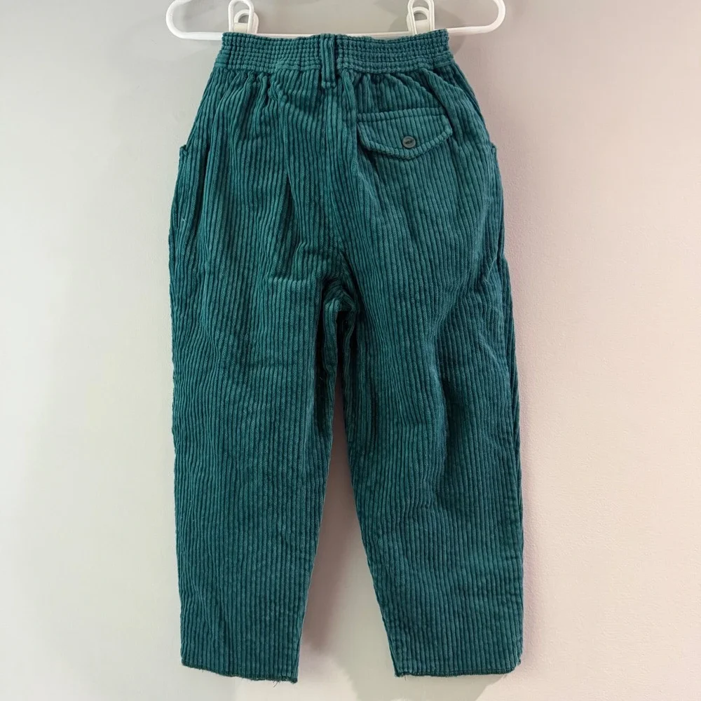 Laura Ashley Corduroy Pants Toddler 2-2.5Y Teal Green Excellent Vintage France